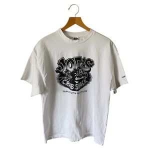 Vintage Joes Crab Shack Shirt Sz XL Promo Seafood Funny Comedy Graphic White 90s